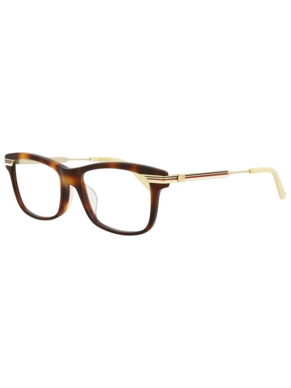 New Gucci Women's Eyeglasses Square Rectangle Acetate Frame Havana Gold